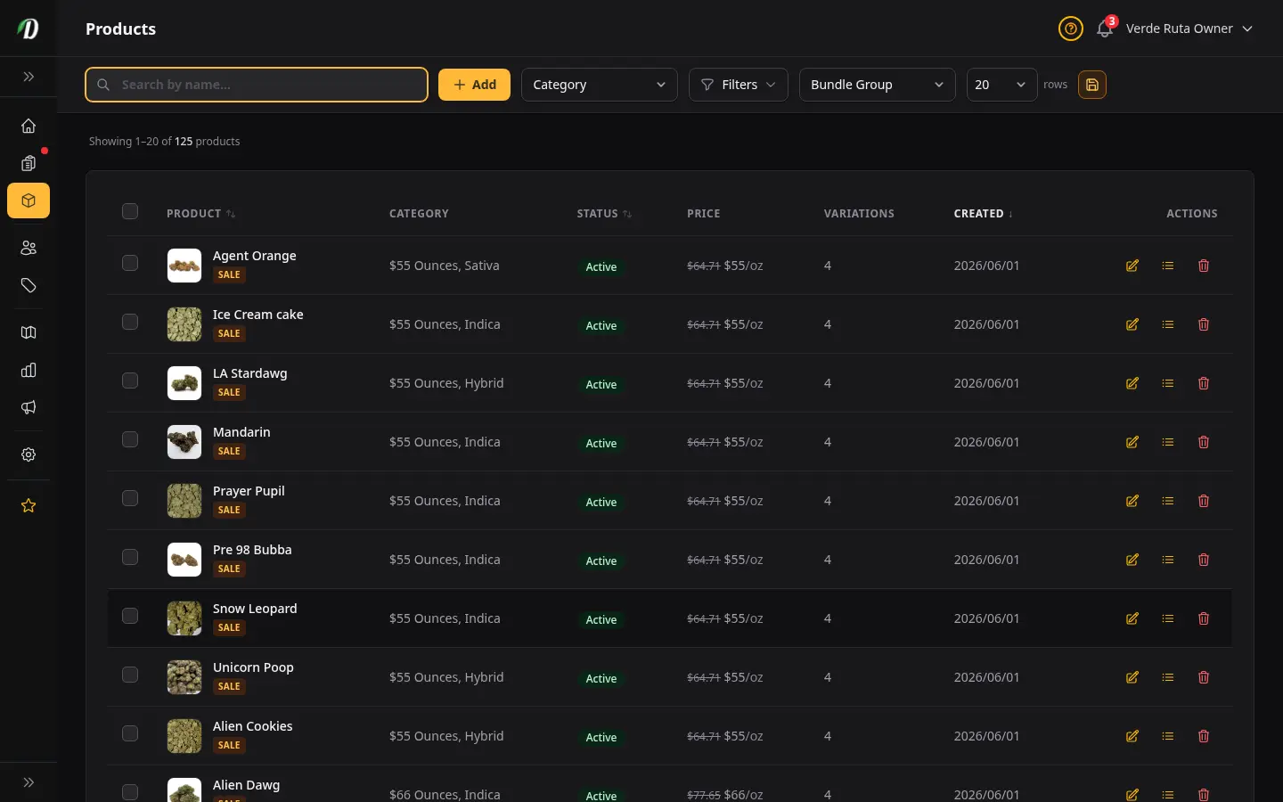 Product catalogue with weight pricing in DabDash